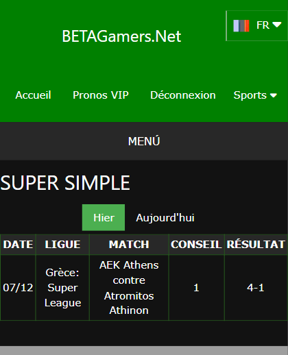 pari VIP gagné ticket